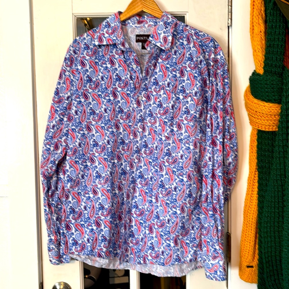 Pintlar size XL men’s button down paisley red & blue